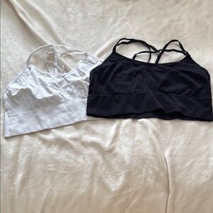 Black and White Strappy Sports Bras